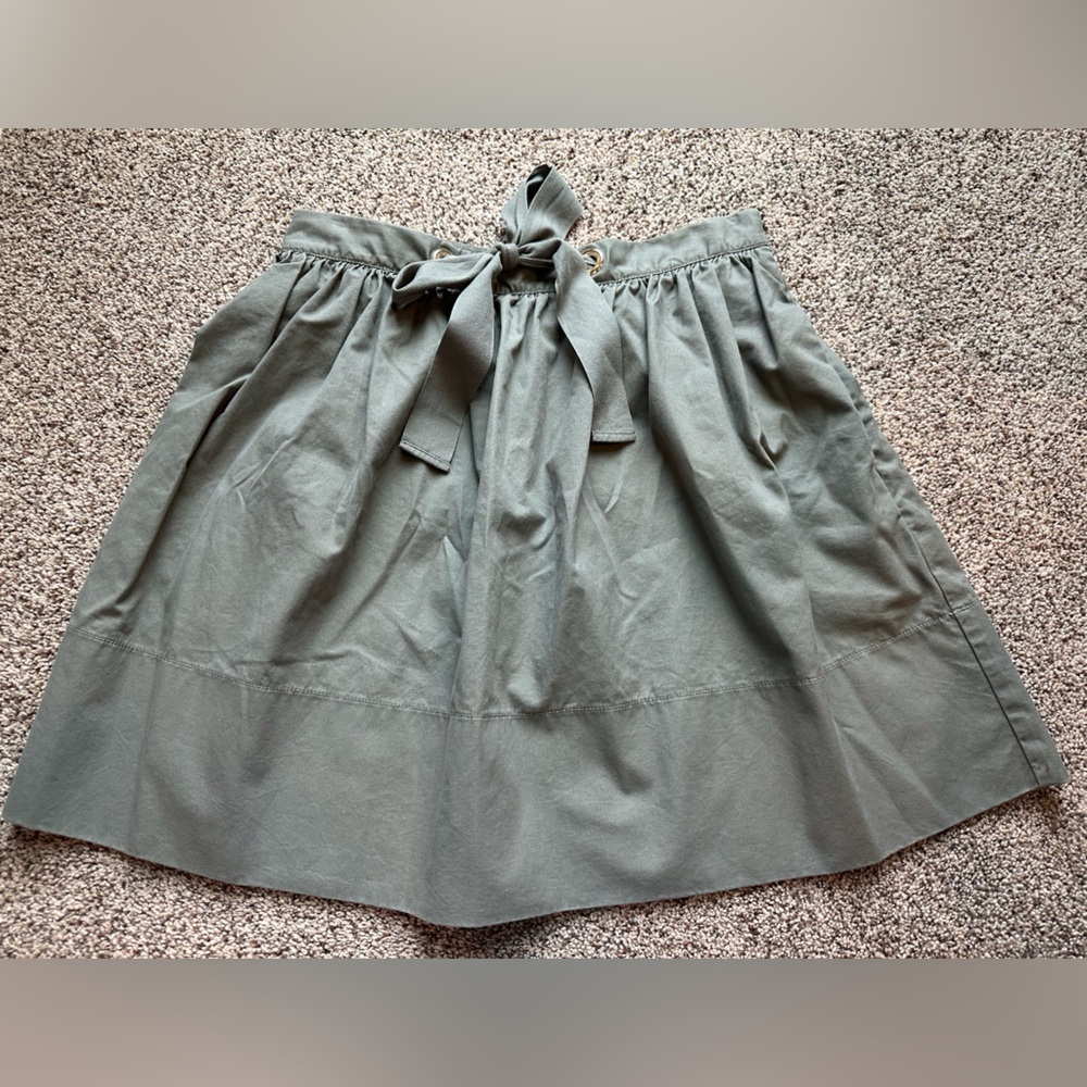 Kate Spade Green A-Line Mini Skirt with Tie Front